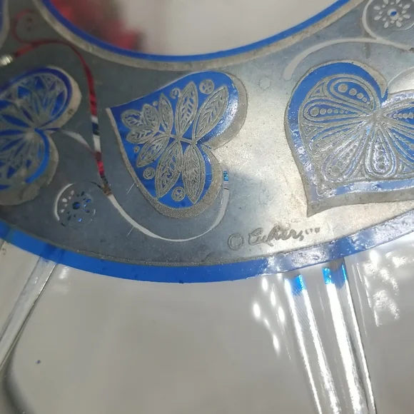 Culver Glass Mid Century Modern Blue Hearts Bar Set - Picture 5 of 16